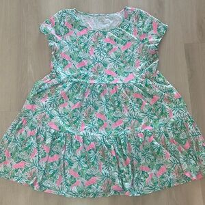 Lilly Pulitzer Pink and Green Floral Tiered Dress